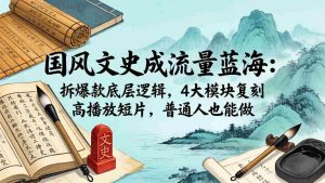 （18227期）国风文史成流量蓝海：拆爆款底层逻辑，4大模块复刻高播放短片，普通人也能做-网创资源