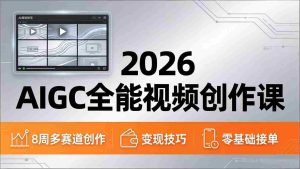 （18215期）2026AIGC全能视频创作课，8周吃透多赛道创作+变现，零基础也能高效出片接单-网创资源