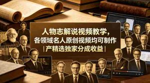 人物志解说视频教学，各领域名人原创视频均可制作丨精选独家分成收益-网创资源