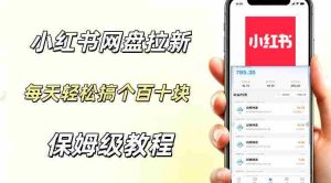 网盘拉新【小红书玩法】拉新的人群都是女性群体每天稳定賺个百来块稳稳的-网创资源