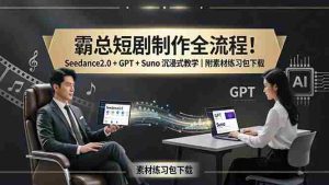 （18153期）霸总短剧制作全流程！Seedance2.0 + GPT + Suno 沉浸式教学｜附素材练习包下载-网创资源