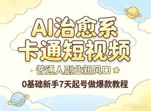 AI治愈系卡通短视频，普通人副业新风口，0基础新手7天起号做爆款教程-网创资源