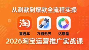 （18126期）2026淘宝运营推广实战课-更新4月20：直通车 + 万相无界 + 达摩盘，从测款到爆款全流程实操-网创资源