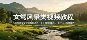 风景视频创作教程：从账号准备定位到剪辑调色，账号起号与DOU+高性价比投放技巧-网创资源