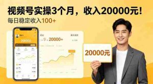 个人实操3个月视频号，賺了2W，每天稳定收入100+【揭秘】-网创资源