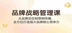 品牌战略管理课：从品牌定位到营销传播，全方位打造强大品牌核心竞争力-网创资源