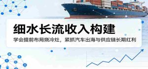 付费文章：细水长流收入构建，学会提前布局烧冷灶，紧抓汽车出海与供应链长期红利-网创资源