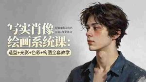 （17967期）写实肖像绘画系统课：造型+光影+色彩+构图全套教学，配套笔刷+示范+作业点评-网创资源