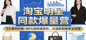 淘宝明星同款爆量营：5大案例拆解+80%高利润定价，从选款到爆单全流程-网创资源