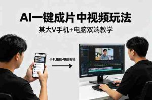 AI一键成片中视频玩法，某大V中视频教学（手机+电脑）-网创资源