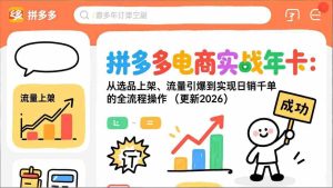 （17823期）拼多多电商实战年卡：从选品上架、流量引爆到实现日销千单的全流程操作（更新2026年3月）-网创资源