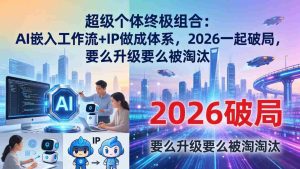 （17789期）超级个体终极组合：AI嵌入工作流+IP做成体系，2026一起破局，要么升级要么被淘汰-网创资源