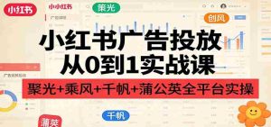 小红书广告投放从0到1实战课：聚光+乘风+千帆+蒲公英全平台实操-网创资源