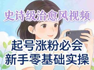 史诗级治愈风视频爆了，起号涨粉必会，新手零基础实操（实操+变现全讲解）-网创资源