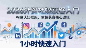 （17672期）2026 外贸社媒获客入门：1小时搭建认知框架，新手快速开启社媒获客之路-网创资源