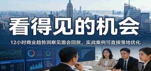 2026看得见的机会，12小时商业趋势洞察见面会回放，实战案例可直接落地优化-网创资源