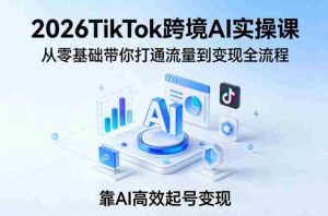 2026TikTok跨境AI实操课，从零基础带你打通流量到变现全流程，靠AI高效起号变现-网创资源