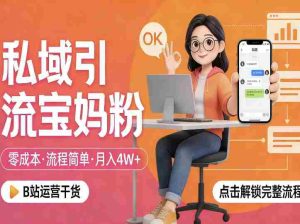 私域引流宝妈粉，零成本流程简单，手把手教你精准获客，月入1W＋-网创资源