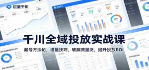 千川全域投放实战课：起号方法论，增量技巧，破解流量泛，提升投放ROI-网创资源