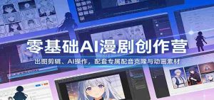 零基础AI漫剧创作营：出图剪辑、AI操作，配套专属配音克隆与动画素材-网创资源