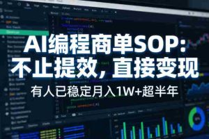 AI编程商单SOP，AI编程不能只给工作提效，还要直接变现，有人已经稳定月入1W+半年了-网创资源