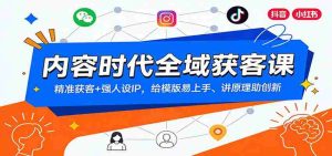 内容时代全域获客课：精准获客+强人设IP，给模版易上手、讲原理助创新-网创资源
