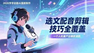 （17477期）2026字字动画AI漫剧制作-1期，选文配音剪辑技巧全覆盖，一个人就能批量产出爆款漫剧-网创资源