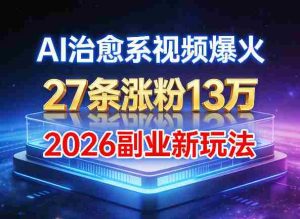 AI治愈系视频爆火，27条涨粉13W，2026新手副业新玩法-网创资源