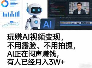 玩賺AI视频变现，不用露脸、不用拍摄，AI正在闷声賺钱，有人已经月入3W+-网创资源