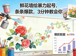 鲜花墙绘暴力起号，条条爆款，3分钟教会你-网创资源