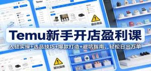 Temu新手开店盈利课：入驻实操+选品技巧+爆款打造+避坑指南，轻松日出万单-网创资源