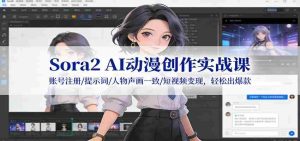 Sora2 AI动漫创作实战课：账号注册/提示词/人物声画一致/短视频变现，轻松出爆款-网创资源