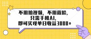 （17310期）不用拍视频，不用露脸，只需手机ai，即可实现单日收益3000+-网创资源