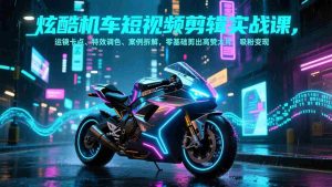 （17304期）炫酷机车短视频剪辑实战课，运镜卡点、特效调色、案例拆解，零基础剪出高赞大片，吸粉变现-网创资源