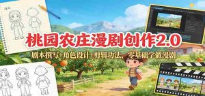 桃园农庄漫剧创作2.0：剧本撰写+角色设计+剪辑功法，零基础学做漫剧-网创资源