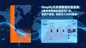 （17238期）Shopify爆款打法实战：从选品到广告投放，复制爆款模型，驱动独立站月销售额破万刀-网创资源
