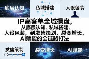 IP高客单全域操盘，从底层认知、私域搭建、人设包装，到发售策划、裂变增长、AI赋能的全链路打法-网创资源