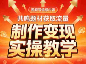 视频号情感内容，共鸣题材获取流量，制作变现实操教学-网创资源