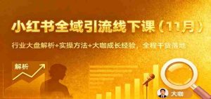 小红书全域引流线下课（11月）：行业大盘解析+实操方法+大咖成长经验，全程干货落地-网创资源