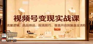 视频号变现实战课：流量逻辑、选品排品、投流技巧，覆盖开店到复盘全流程-网创资源