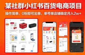 某社群小红书百货电商项目，操作简单，0粉即可出单，单号单店铺稳定月入2w+-网创资源