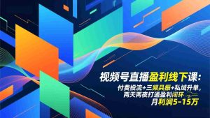 （17116期）视频号直播盈利线下课：付费投流+三频共振+私域升单，两天两夜打通盈利闭环，月利润5-15万-网创资源