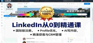 LinkedIn从0到精通课：国际版注册，Profile优化，AI写内容，精准获客与CRM管理-网创资源