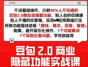 豆包2.0商业隐藏功能实战课2026，1个功能解决1个实际生意问题，学完就能用-网创资源