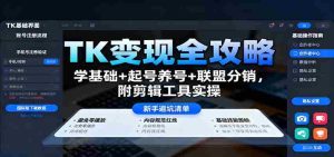 TK变现全攻略：学基础+起号养号+联盟分销，附剪辑工具实操-网创资源