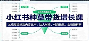 小红书种草带货增长课：从底层逻辑到内容生产、达人对接、付费投放，全链路拆解-网创资源