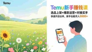 （16985期）Temu新手赚钱课，选品上架+爆款运营+对接买手，快速开店出单，新手也能月入5000+-网创资源