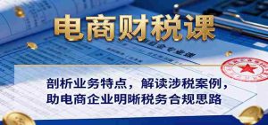 电商财税课：剖析业务特点，解读涉税案例，助电商企业明晰税务合规思路-网创资源