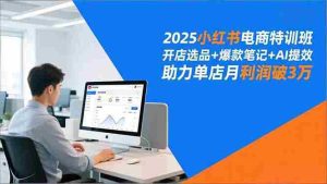 （16902期）2025小红书电商特训班，开店选品+爆款笔记+AI提效，助力单店月利润破3万-网创资源