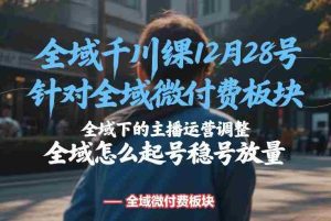 全域千川线下课12月28号，针对全域微付费板块，全域下的主播运营调整，全域怎么起号稳号放量-网创资源